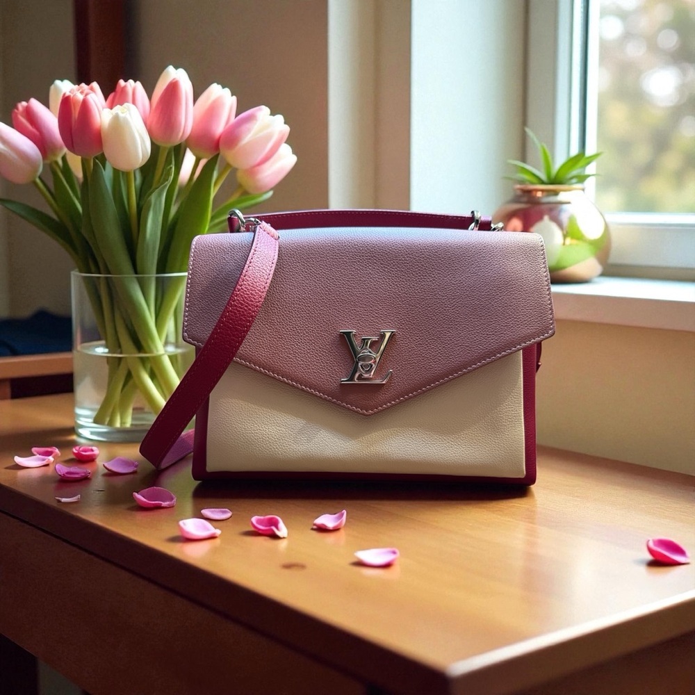 Louis Vuitton Lock Me Pink/White/Raspberry with Silver Hardware